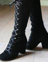 Botas con cordones para Mujer, de tacón alto y redondo, estilo vaquero