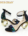 Sandalias de tacón alto con brillantes para mujer, diseño italiano puntiagudo