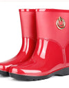 Botas de lluvia de tubo corto para mujer, zapatos de goma antideslizantes, para adultos