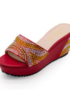 Sandalias de cuña con brillantes para mujer, coloridos, calzado de fiesta