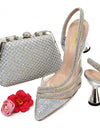 Zapatos de boda italianos con punta estrecha y bolso para mujer