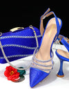 Zapatos de tacón alto puntiagudos con diseño italiano  y bolso a juego para mujer