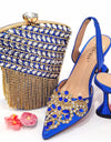 Conjunto de zapatos y bolsos para mujer, con bordado de brillantes