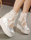 Zapatos de encaje con plataforma alta para mujer