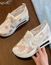 Zapatillas de malla con bordado Floral, informales y cómodos