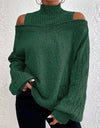 Suéter informal de punto de cuello redondo con manga farol