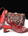 Conjunto de zapatos y bolso con punta estrecha, flor hueca, diseñador de lujo, 2023