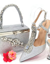 Zapatos y bolso de boda de punta estrecha, diseño italiano, con cierre de Metal