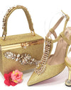 Zapatos y bolso de boda de punta estrecha, diseño italiano, con cierre de Metal