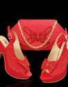 Conjunto de zapatos y bolsos de Color rojo para fiesta, de lujo