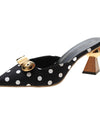 Zapatillas de tacón alto con lunares para mujer, elegantes con hebilla de Metal