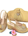 Conjunto de bolso y zapatos de plataforma para mujer, elegante, con rayas y brillantes