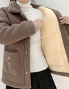 Abrigo de lana gruesa para mujer, cálida de piel de cordero