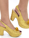 Zapatos florales estrellados para mujer, de tacón alto para fiesta, boda