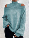 Suéter informal de punto de cuello redondo con manga farol