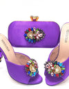 Sandalias de tacón alto de lujo con brillantes para mujer y bolso a juego