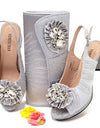 Zapatos y bolso decorados con diamantes de imitación para mujer