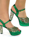 Sandalias de tacón alto con brillantes para mujer, diseño italiano puntiagudo