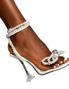 Sandalias de tacón alto de cristal para mujer, de fiesta, boda, perlas