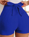 Shorts de cintura alta para mujer, lazo trasero