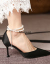 Zapatos de tacón alto de 8cm, blanco perla, talla grande, 2023