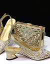 Zapatos elegantes de punta estrecha con diamantes de imitación y bolso