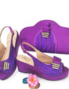 Conjunto de bolso y zapatos de plataforma para mujer, elegante, con rayas y brillantes