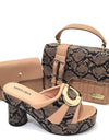 Conjunto de 3 piezas de zapatos y bolsos para mujer, patrón de serpiente