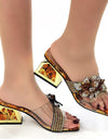Sandalias de tacón, elegantes con cabeza cuadrada, flores
