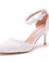 Sandalias De tacón alto para Mujer, Zapatos De encaje, para novia