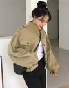 Abrigos cortos de manga larga con botones, diseño Coreano