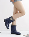 Botas de lluvia de tubo corto para mujer, zapatos de goma antideslizantes, para adultos