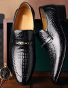 Zapatos de cuero imitación cocodrilo para hombre, talla grande