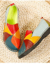 Zapatos planos de piel auténtica para mujer, coloridos sin cordones