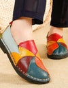 Zapatos planos de piel auténtica para mujer, coloridos sin cordones