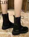 Botas de plataforma con cordones para Mujer, de punta redonda a la moda