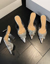 Sandalias de tacón alto, de PVC  con brillantes para mujer, elegantes para fiesta