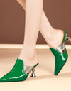 Zapatillas de tacón alto de metal, de punta estrecha, elegantes