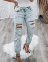 Jeans rasgados adelgazantes corte ajustado, cintura alta