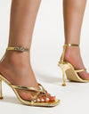 Sandalias de tacón alto con punta abierta para mujer
