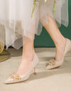 Zapatos de tacón alto con diamantes de imitación y perlas para mujer