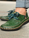 Zapatos retro de cuero con cordones y patrón de cocodrilo