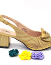 Zapatos de boda y bolso de lujo para mujer, diseño italiano, Color dorado