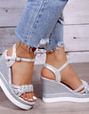 Sandalias de tacón de cuña con plataforma para mujer, suela gruesa