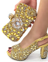 Zapatos de tacón alto y bolso con diamantes para mujer, para ceremonia