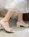 Zapatos de tacón alto con diamantes, elegante con decoración de lazo