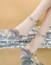 Sandalias de tacón alto de cristal para mujer, de fiesta elegantes, punta estrecha