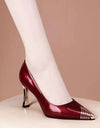 Sandalias de tacón alto de aguja puntiagudas para mujer, a la moda, 2023