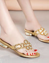 Sandalias planas con diamantes a la moda para mujer