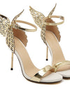 Sandalias De tacón con alas De mariposa para Mujer, dorados, elegantes